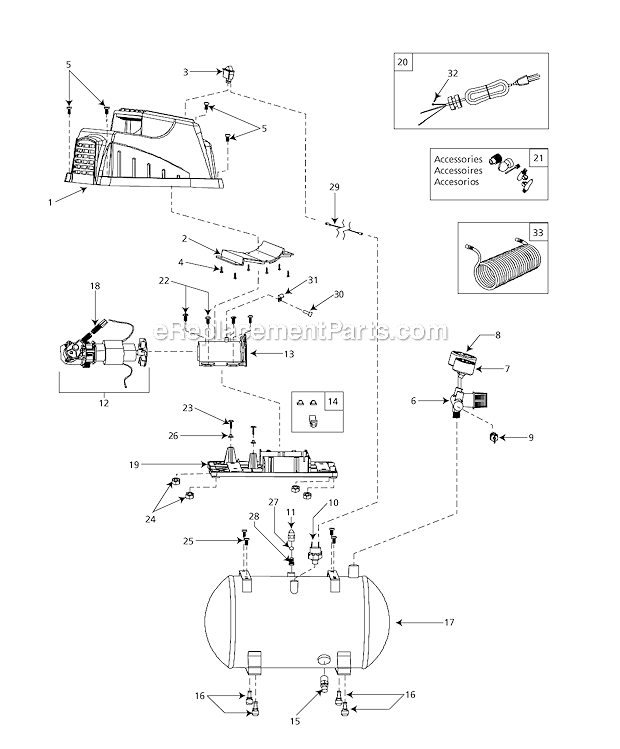 Page A Diagram and Parts List for FP209002  Campbell Hausfeld Compressor